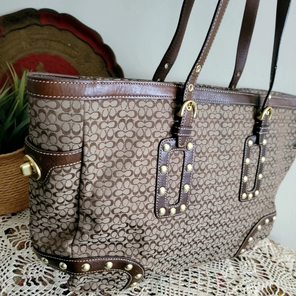 Coach Vintage Tote bag Rare Boho Gold Studded Purse